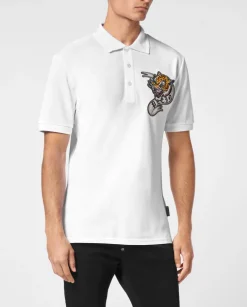 Biała koszulka polo z motywem Tiger