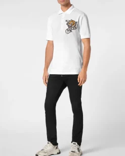 Biała koszulka polo z motywem Tiger