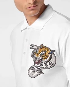 Biała koszulka polo z motywem Tiger