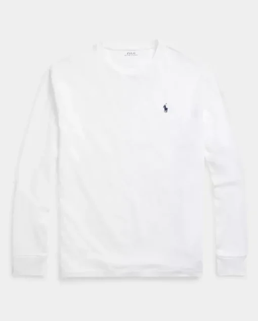 Biała koszulka z długim rękawem Classic Fit