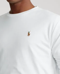 Biała koszulka z długim rękawem Custom Fit
