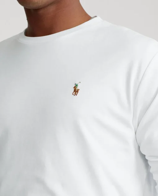 Biała koszulka z długim rękawem Custom Fit