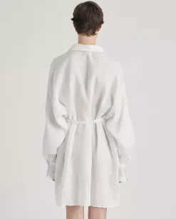 Biała mini sukienka z lnu Chic