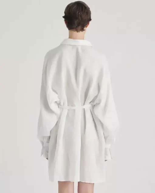 Biała mini sukienka z lnu Chic