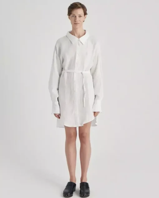 Biała mini sukienka z lnu Chic