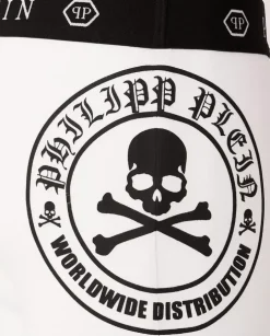 Białe bokserki z czarną grafiką