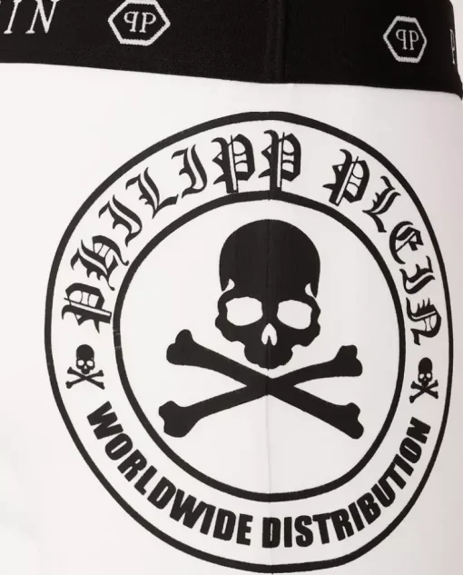 Białe bokserki z czarną grafiką