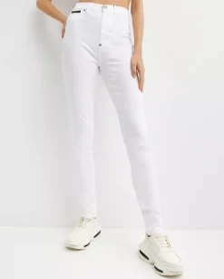 Białe jeansy z logo Super High Waist