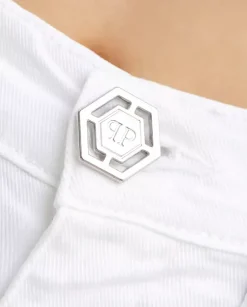 Białe jeansy z logo Super High Waist
