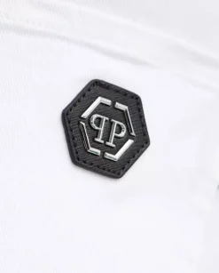 Białe jeansy z logo Super High Waist