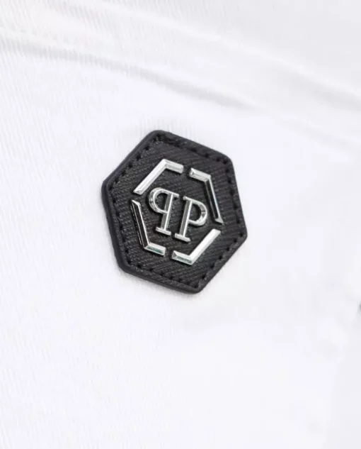 Białe jeansy z logo Super High Waist
