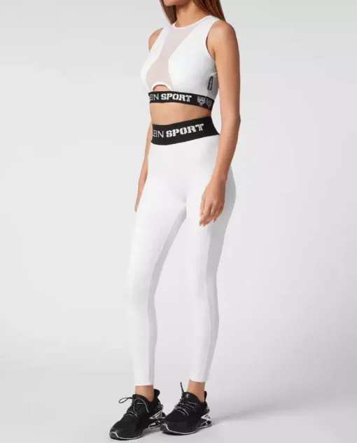 Białe legginsy Push-Up