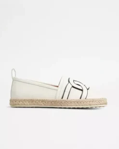 Białe skórzane espadryle Kate Slip-On