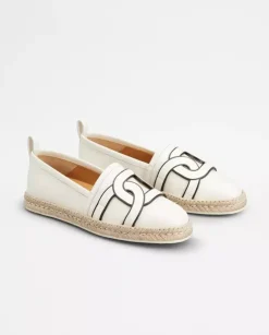 Białe skórzane espadryle Kate Slip-On