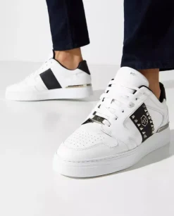 Białe skórzane sneakersy Lo-Top Studs