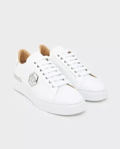 Białe skórzane sneakersy z monogramem
