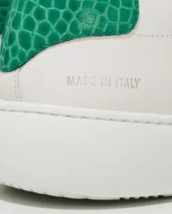 Białe sneakersy Hexagon z zieloną zapiętką