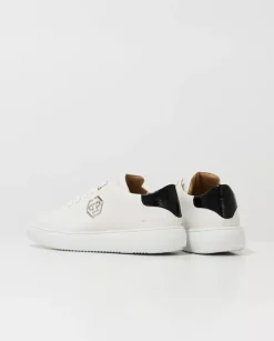 Białe sneakersy Hexagon z czarną zapiętką