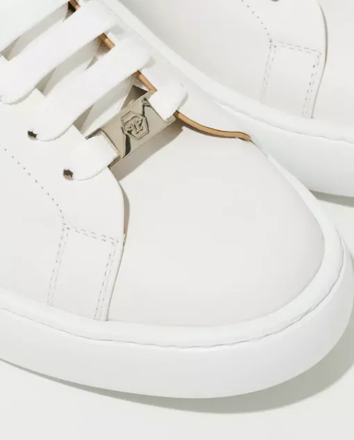 Białe sneakersy Hexagon z czarną zapiętką