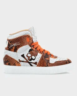 Biało-pomarańczowe sneakersy Hi-Top Python