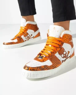 Biało-pomarańczowe sneakersy Hi-Top Python