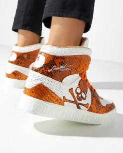 Biało-pomarańczowe sneakersy Hi-Top Python