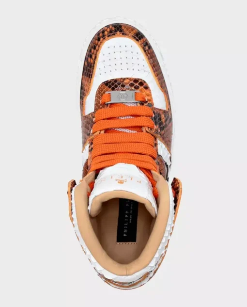 Biało-pomarańczowe sneakersy Hi-Top Python