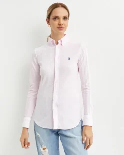 Biało-różowa koszula w paski Slim Fit