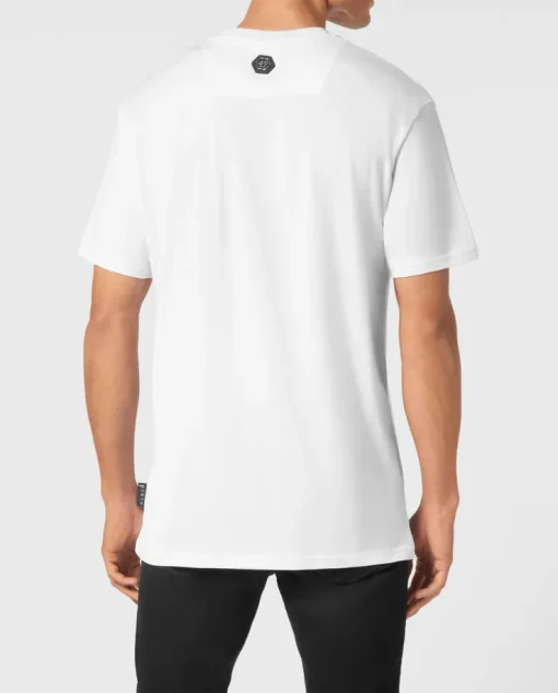 Biały t-shirt z kryształami Racing Club
