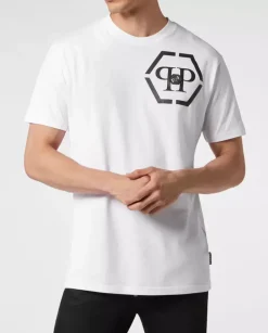 Biały bawełniany t-shirt z monogramem