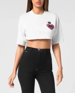 Biały crop top z bawełny