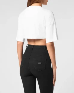 Biały crop top z bawełny