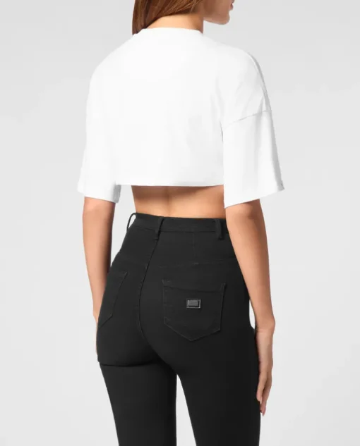 Biały crop top z bawełny