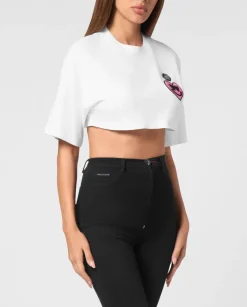 Biały crop top z bawełny