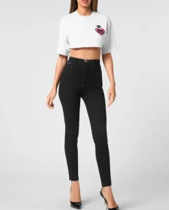 Biały crop top z bawełny