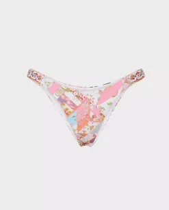 Biały dół od bikini w kwiatowy wzór