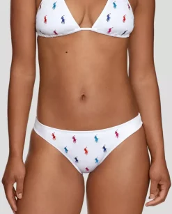 Biały dół od bikini z kolorowym logo