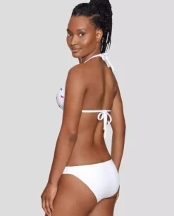 Biały dół od bikini z kolorowym logo
