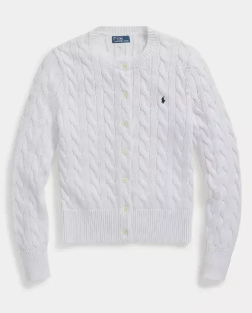 Biały kardigan Slim Fit z logo