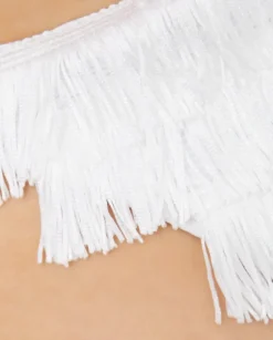 Biały komplet bikini z frędzlami
