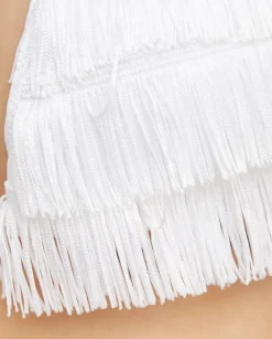 Biały komplet bikini z frędzlami