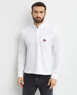 Biały longsleeve Straight Fit