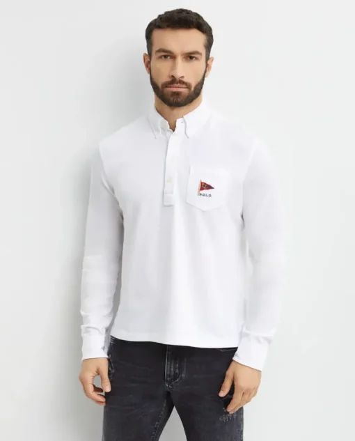 Biały longsleeve Straight Fit