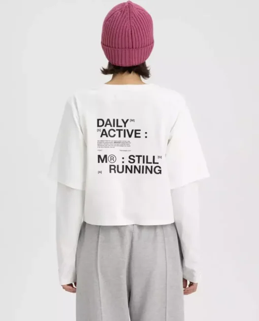 Biały longsleeve z nadrukiem Still