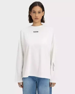 Biały longsleeve z nadrukiem