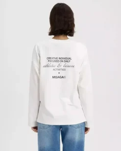 Biały longsleeve z nadrukiem