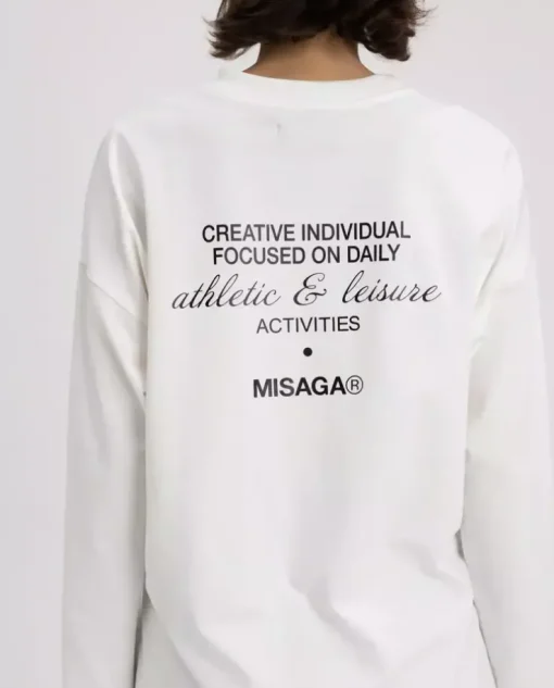 Biały longsleeve z nadrukiem