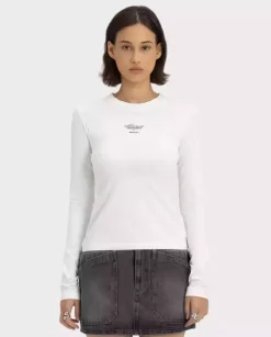 Biały longsleeve z printem