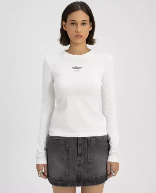 Biały longsleeve z printem