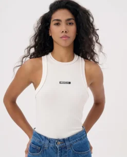 Biały tank top Core Rib